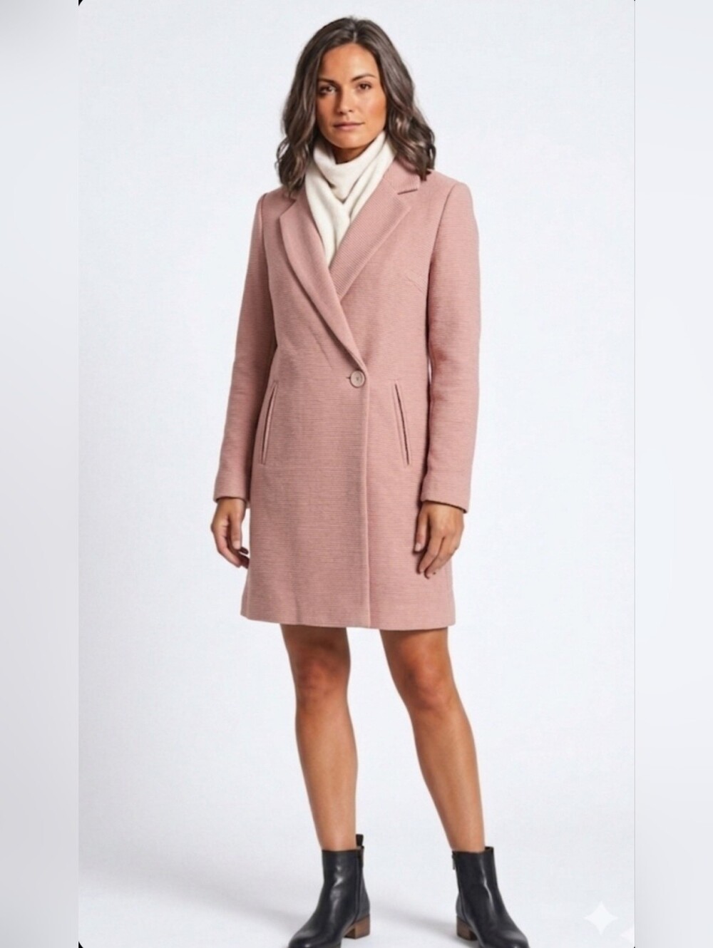 Zara Soft Lightweight Textured Coat Peacoat / Sz XS / Dull salmon / pinkish